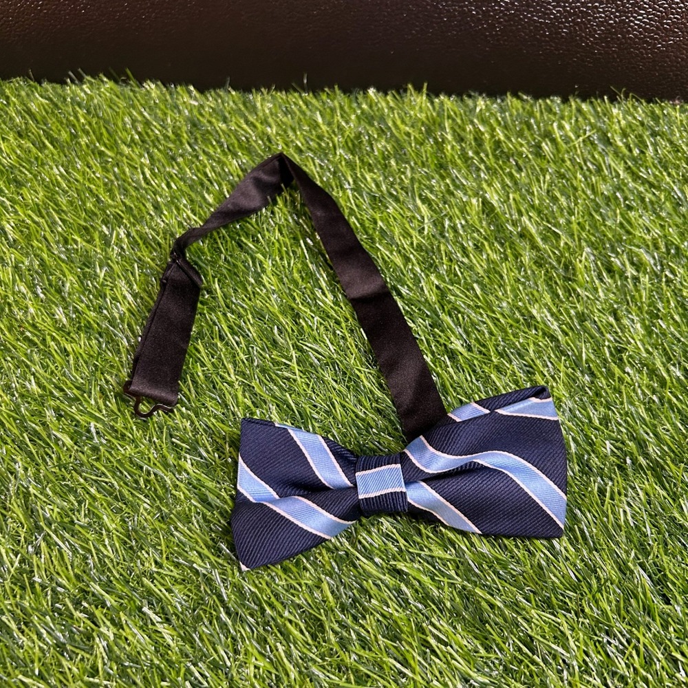 Striped Bow Tie Adjustable Neck Pre-Tied Formal Event Party Blue Men